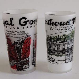 Berthoud Pass Lodge and Royal Gorge Colorado Souvenir Frosted Glasses